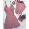 Conjunto Camisola Amamentação e Robe Rosê
