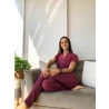 Pijama Longo Renda Vinho