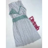 Camisola e Robe Amamentação Mescla Cinza/Renda Verde