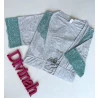 Camisola e Robe Amamentação Mescla Cinza/Renda Verde
