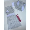 Camisola e Robe Amamentação Mescla Cinza/Renda Branca
