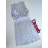 Camisola Amamentação Mescla Cinza/Renda Branca