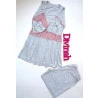 Short Doll Amamentação Mescla Cinza/Renda Rosê.