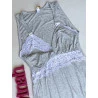 Short Doll Amamentação Mescla Cinza/Renda Branca