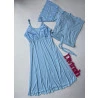 Conjunto Robe e Camisola Amamentação Azul Bebê