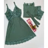 Conjunto Camisola Amamentação e Robe Verde Militar