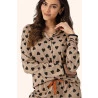 Pijama Longo Algodão Nude com Preto
