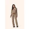 Pijama Longo Algodão Nude com Preto