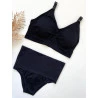 Conjunto Amamentação com Bojo Sem Costura Preto - Calcinha Alta Pós Parto