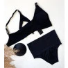 Conjunto Amamentação com Bojo Sem Costura Preto - Calcinha Alta Pós Parto