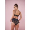 Calcinha Alta Microfibra com Bumbum em Renda Preta.