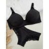 Conjunto de Amamentação Com Bojo Sem Aro em Lasie Preto