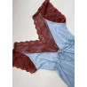 Camisola Gestante/Amamentação Azul com Renda Bronze