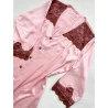 Camisola Chemise Manga Longa Acetinada Rosê