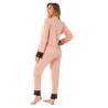 Pijama Longo Rosê com detalhes em Renda Preta